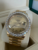 Load image into Gallery viewer, Rolex Day-Date 41mm 2015 Champagne Dial 218238 Diamond Bezel 5.00ct
