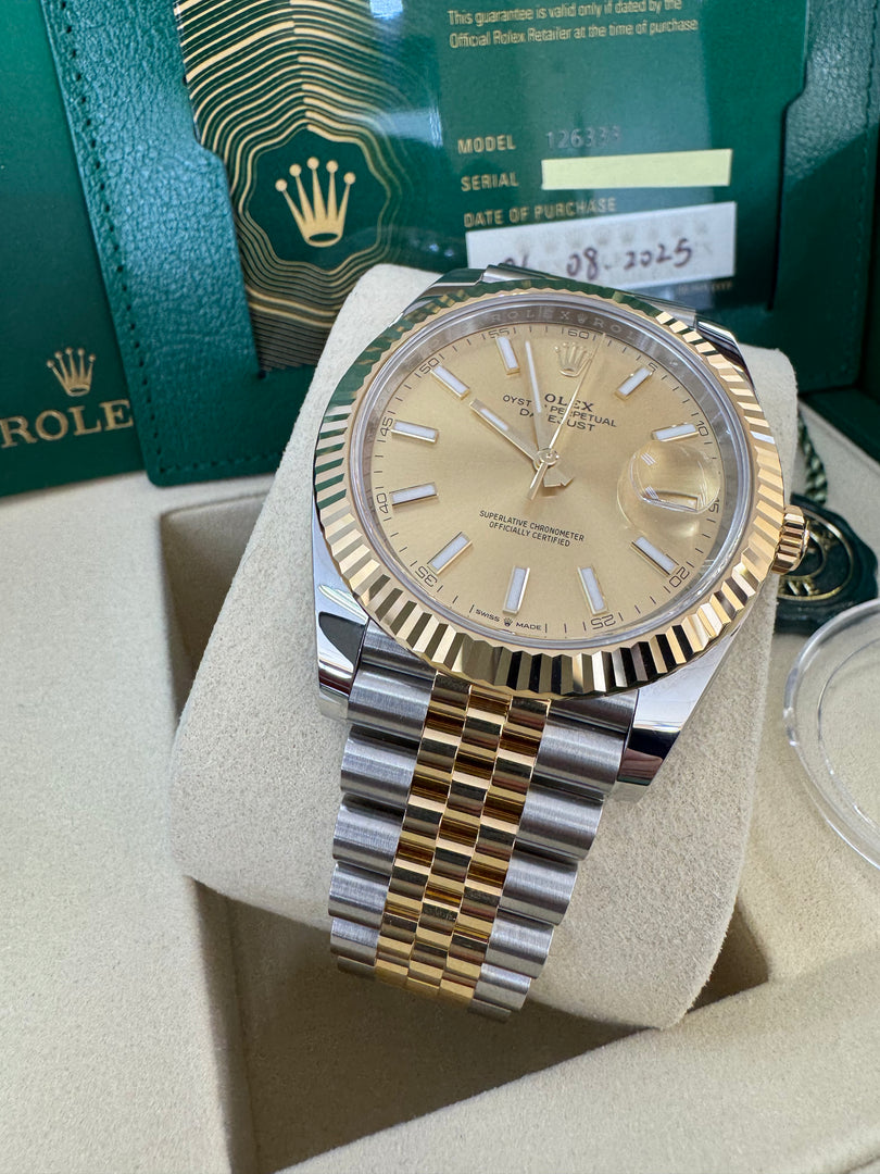 Rolex Datejust 41 Champagne Index Dial 126333 2025 Jubilee