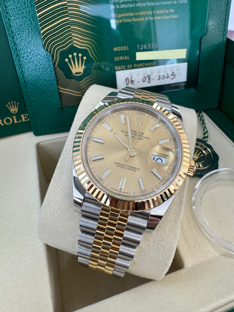 Rolex Datejust 41 Champagne Index Dial 126333 2025 Jubilee