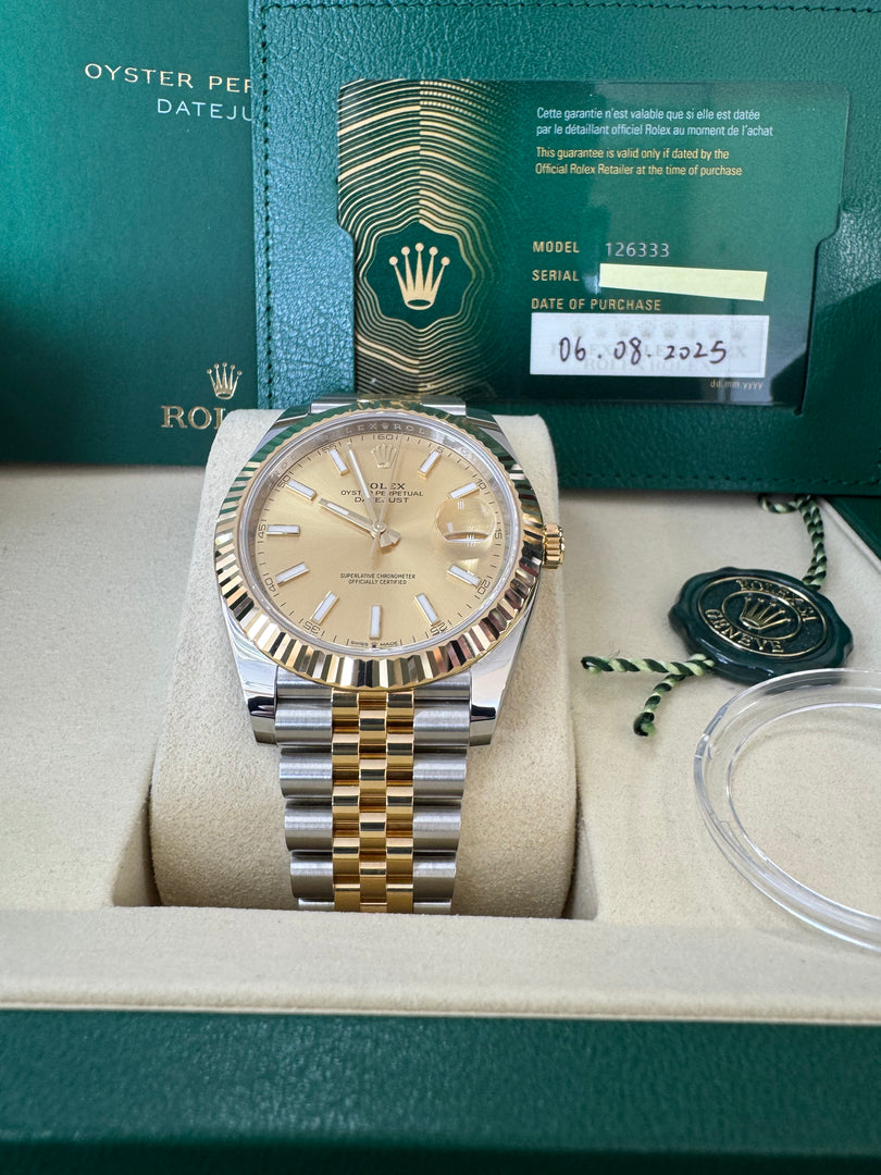 Rolex Datejust 41 Champagne Index Dial 126333 2025 Jubilee