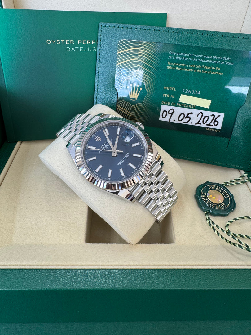 Rolex Datejust 41mm 126334 2026 Blue Index Dial Jubilee