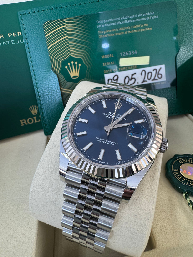 Rolex Datejust 41mm 126334 2026 Blue Index Dial Jubilee