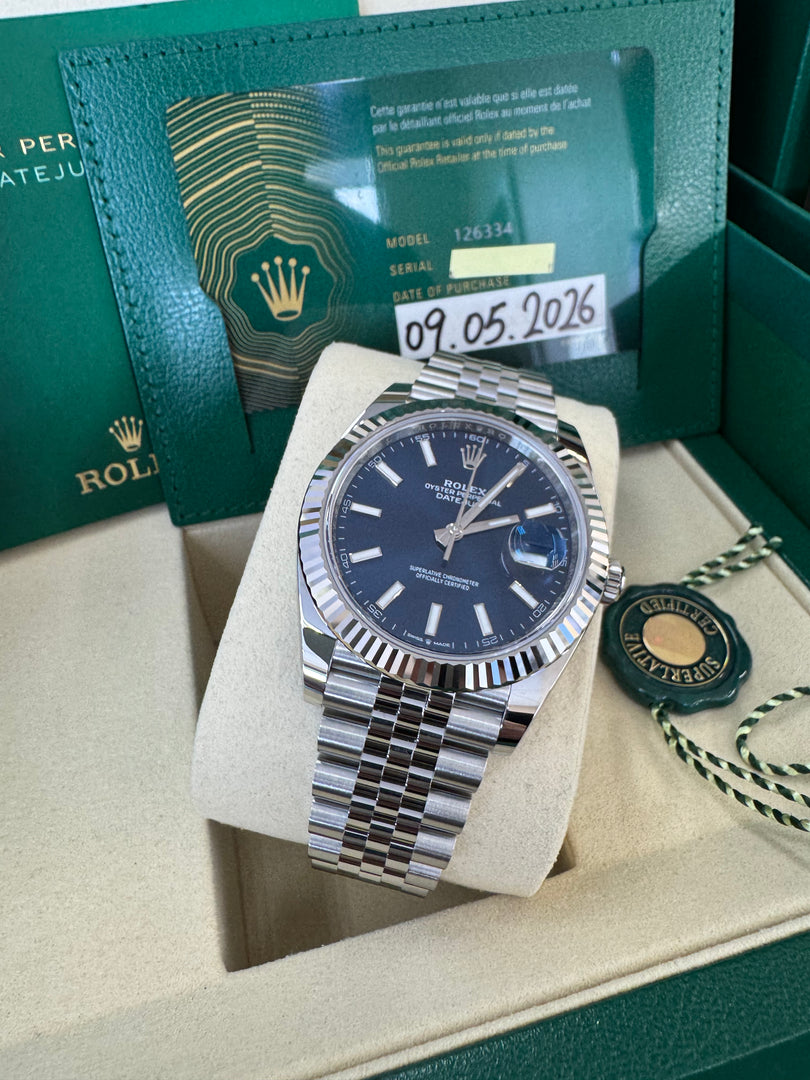 Rolex Datejust 41mm 126334 2026 Blue Index Dial Jubilee