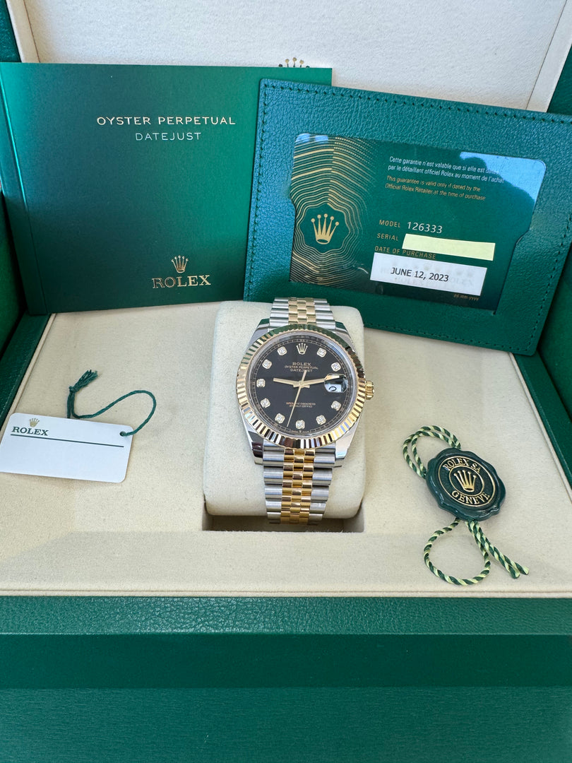 Rolex Datejust 41 Black Diamond Dial 126333 2023 Jubilee