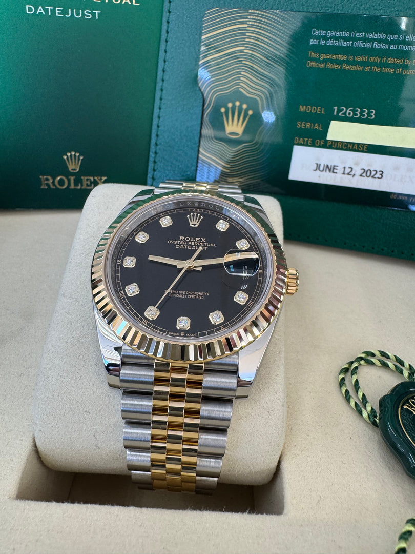 Rolex Datejust 41 Black Diamond Dial 126333 2023 Jubilee