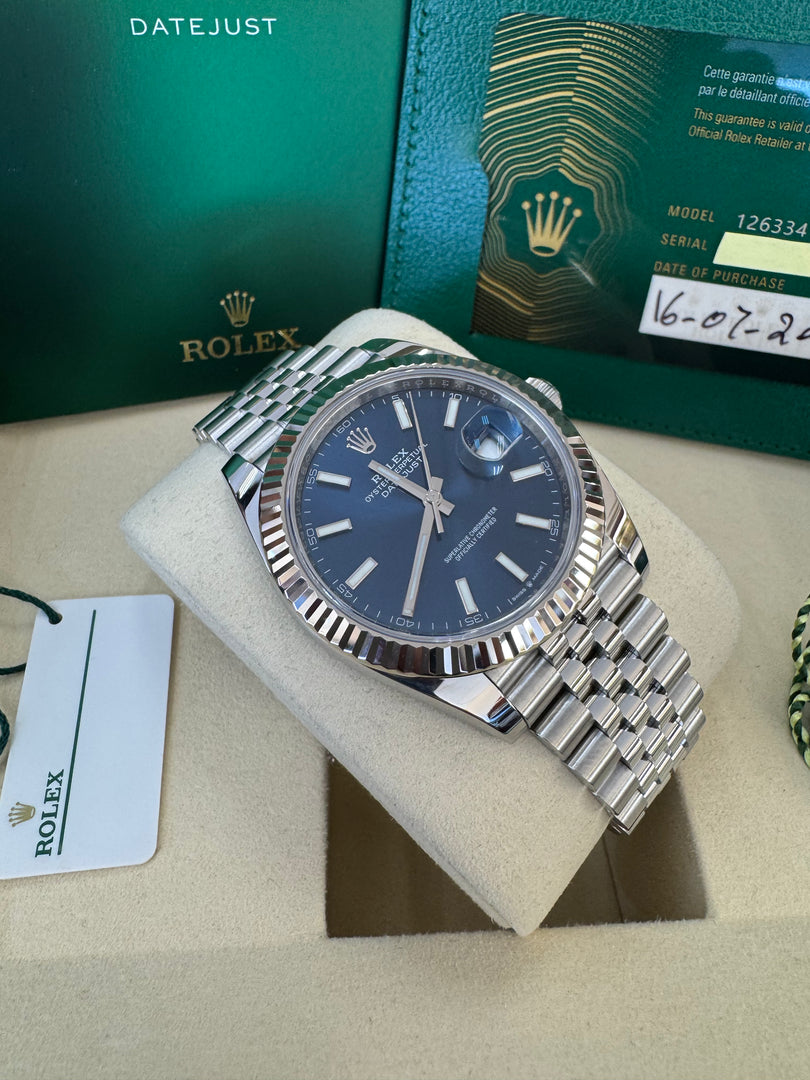 Rolex Datejust 41mm 126334 2024 Blue Index Dial Jubilee