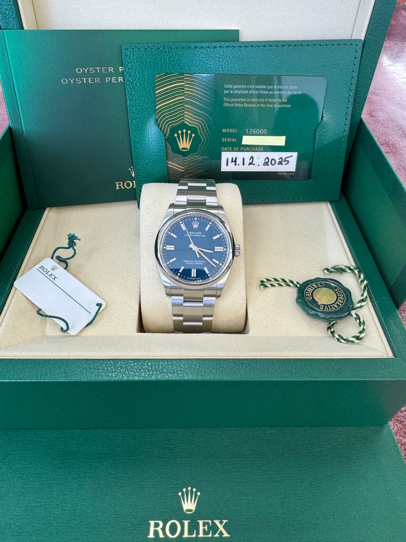 Rolex Oyster Perpetual 36mm 2025 Blue Dial 126000
