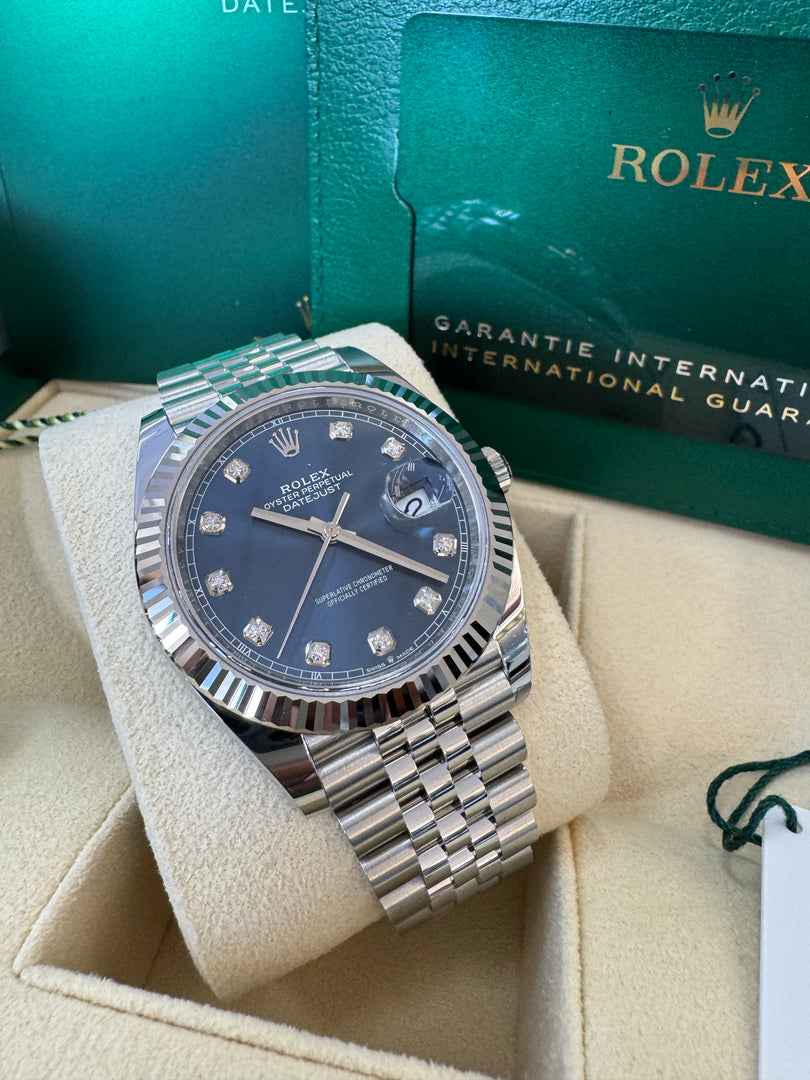 Rolex Datejust 41mm 126334 2024 Blue Diamond Dial Jubilee