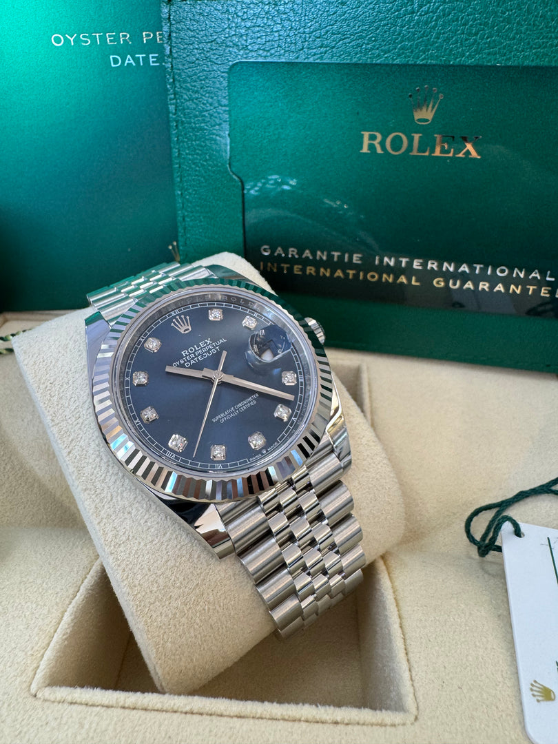 Rolex Datejust 41mm 126334 2024 Blue Diamond Dial Jubilee