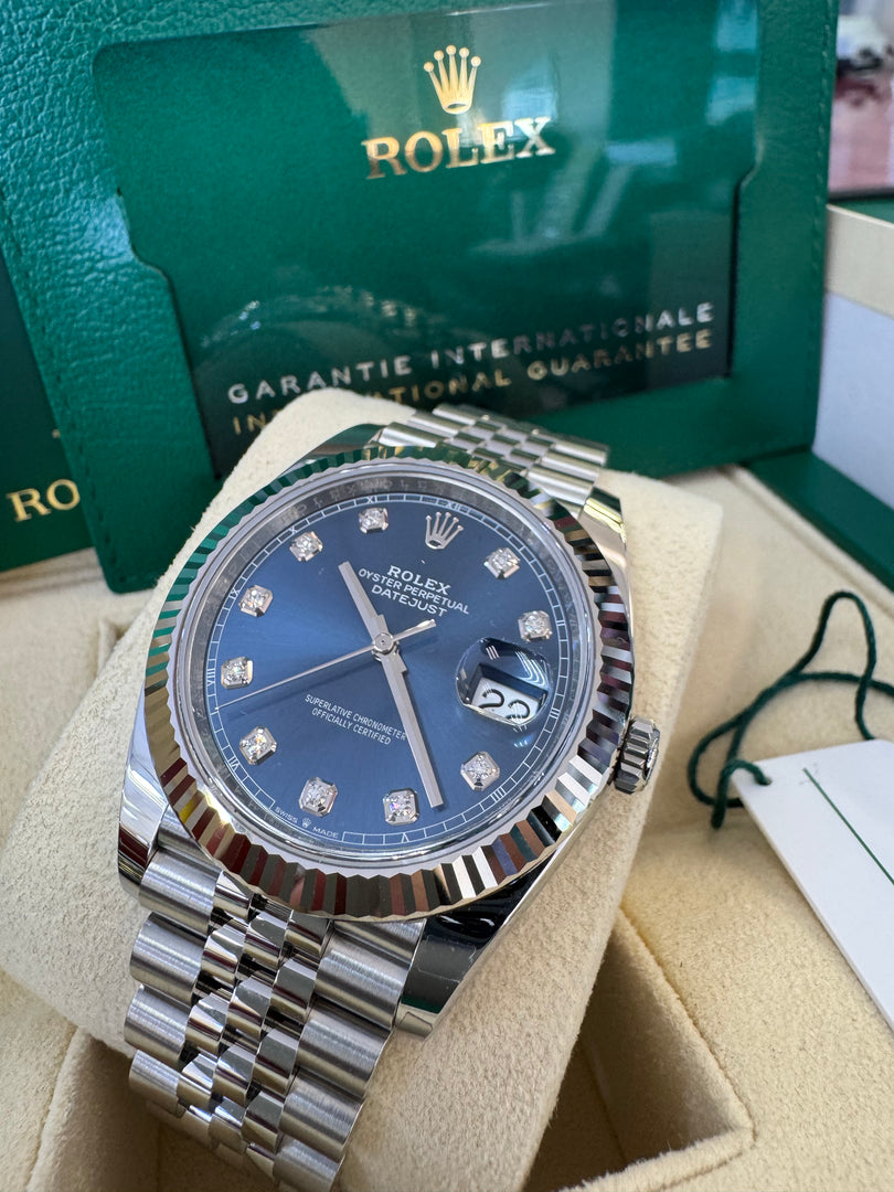 Rolex Datejust 41mm 126334 2024 Blue Diamond Dial Jubilee