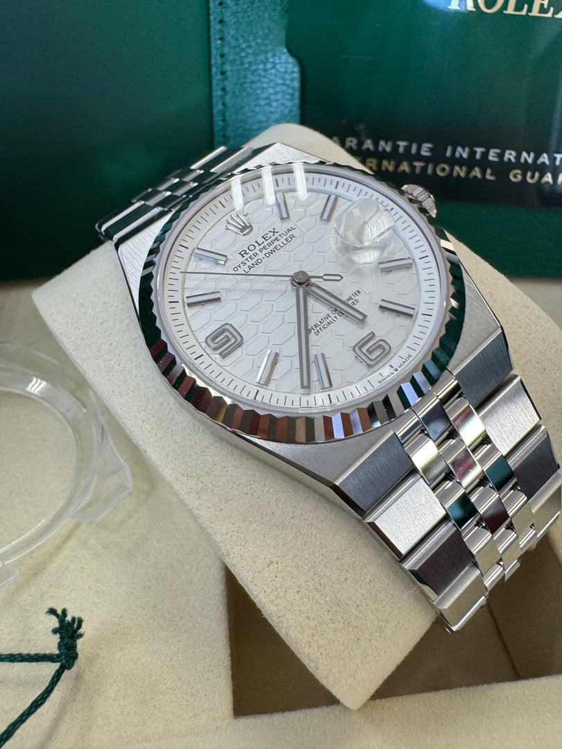 Rolex Land-Dweller 40mm 127334 2026 Silver Honeycomb Dial
