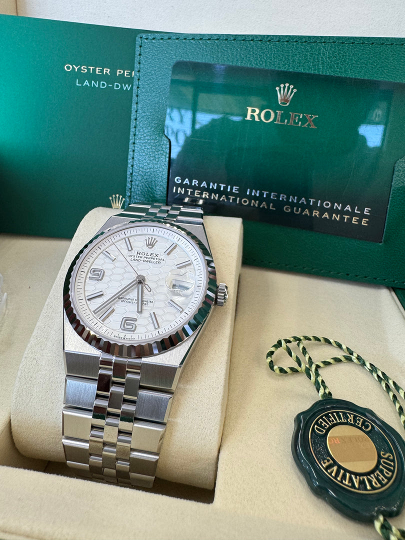 Rolex Land-Dweller 40mm 127334 2026 Silver Honeycomb Dial