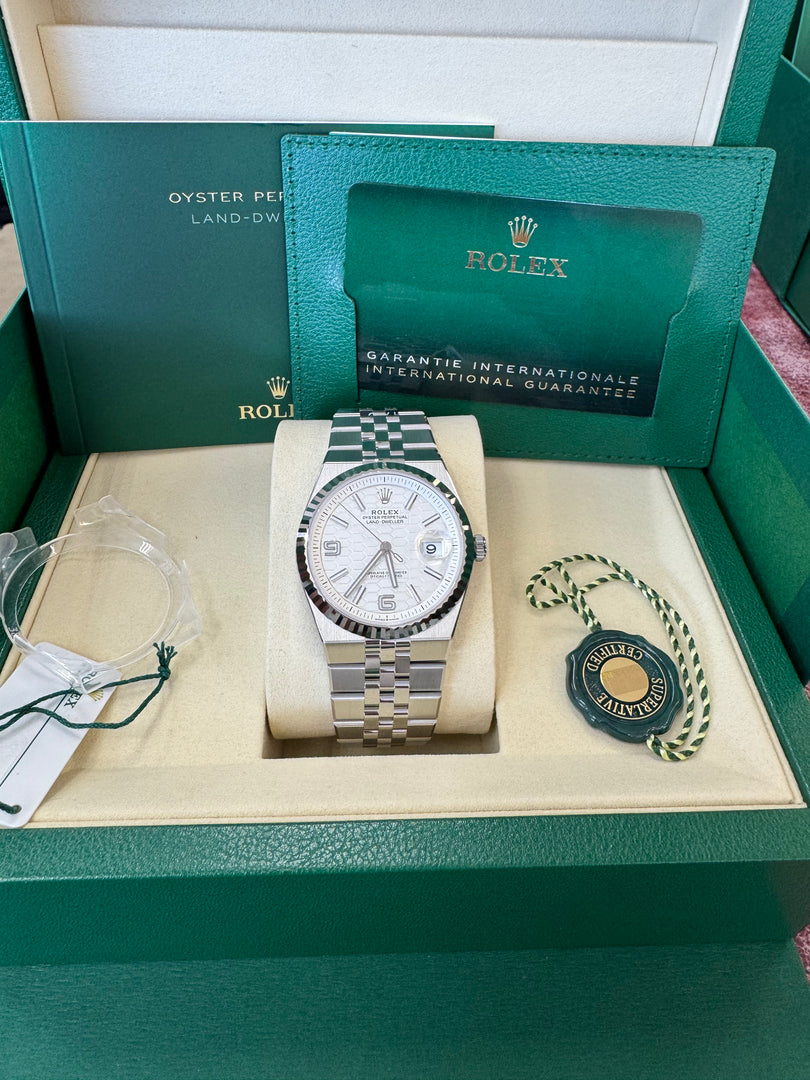 Rolex Land-Dweller 40mm 127334 2026 Silver Honeycomb Dial
