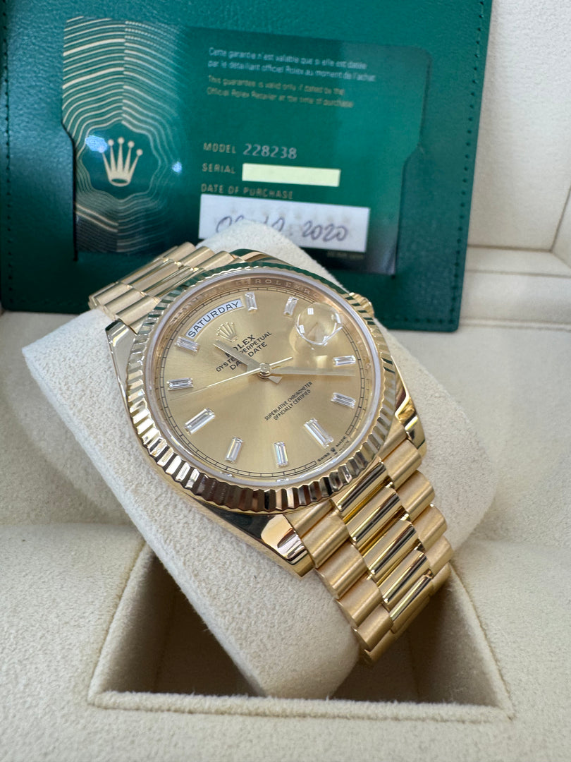 Rolex Day-Date 40 2020 Champagne Diamond Dial 228238