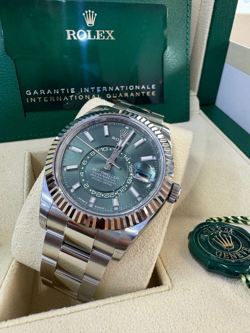 Rolex Sky-Dweller 336934 Mint Green Dial 2024 Oyster Stickers