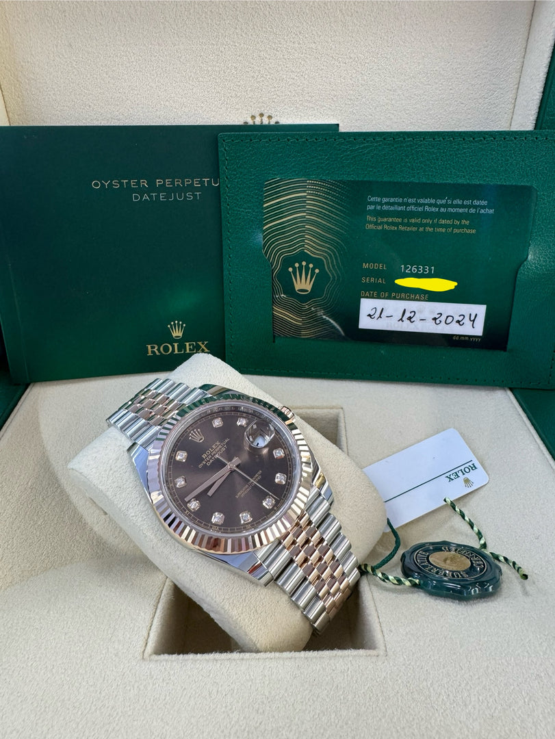 Rolex Datejust 41 Chocolate Diamond Dial 126331 2024 Jubilee