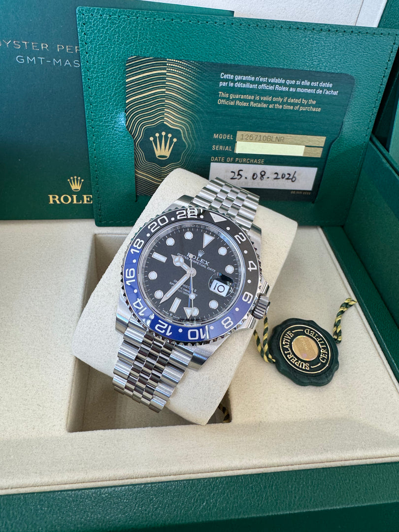 Rolex GMT-Master II "BatGirl" 2026 126710BLNR Jubilee WoodCard