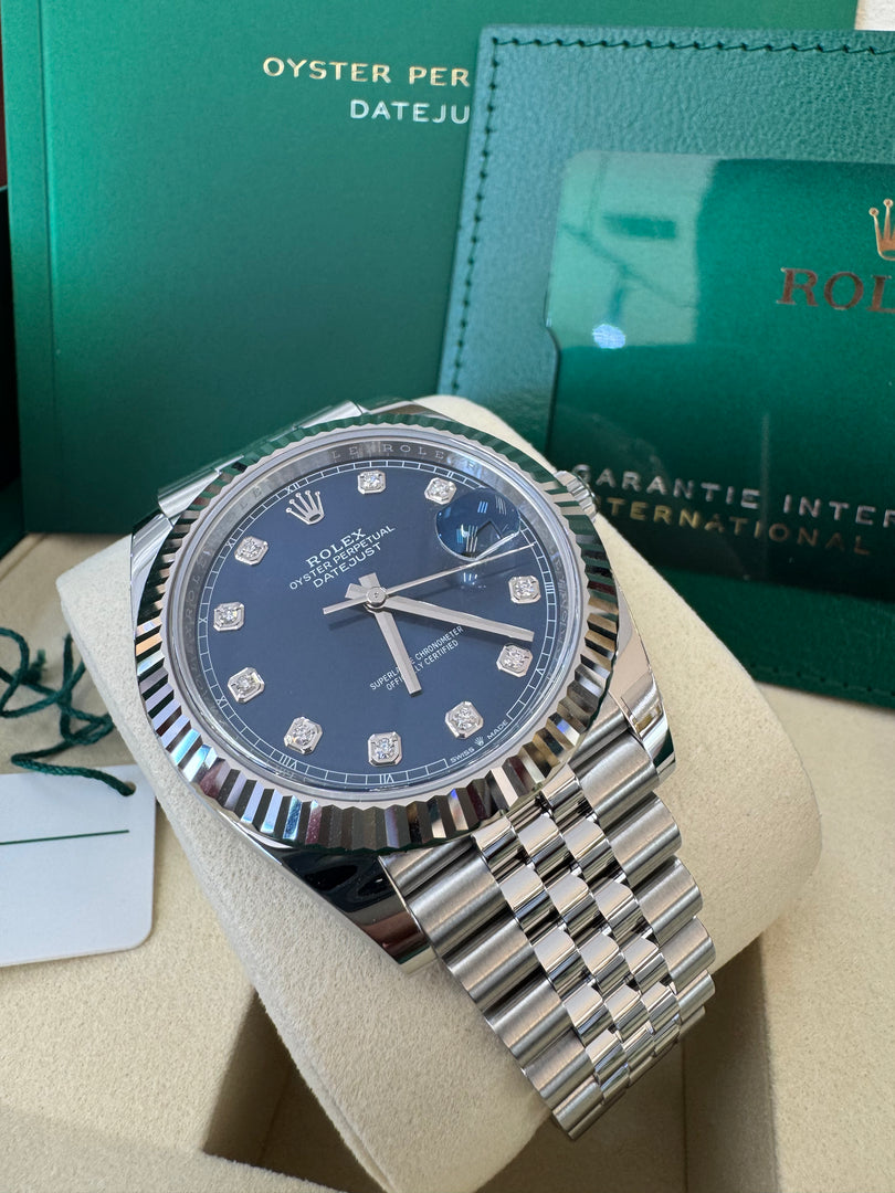 Rolex Datejust 41mm 126334 2025 Blue Diamond Dial Jubilee