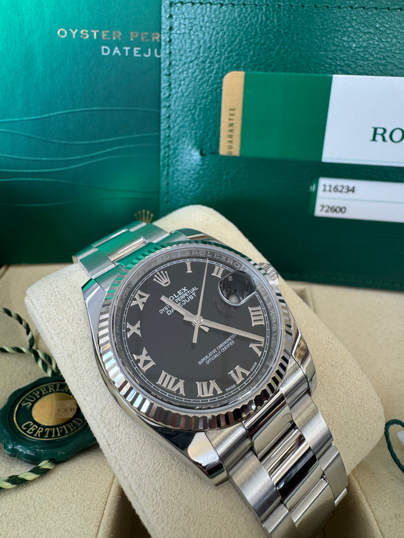 Rolex Datejust 36mm 116234 2020 Black Roman Dial Oyster