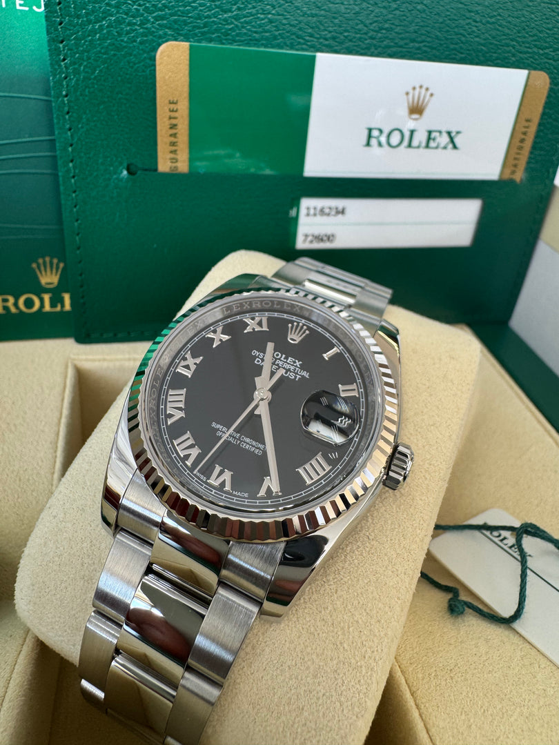 Rolex Datejust 36mm 116234 2020 Black Roman Dial Oyster