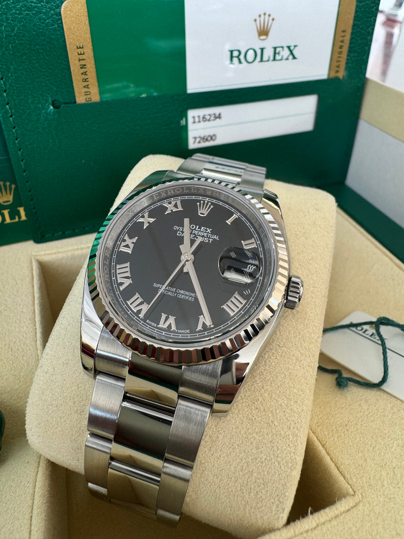 Rolex Datejust 36mm 116234 2020 Black Roman Dial Oyster
