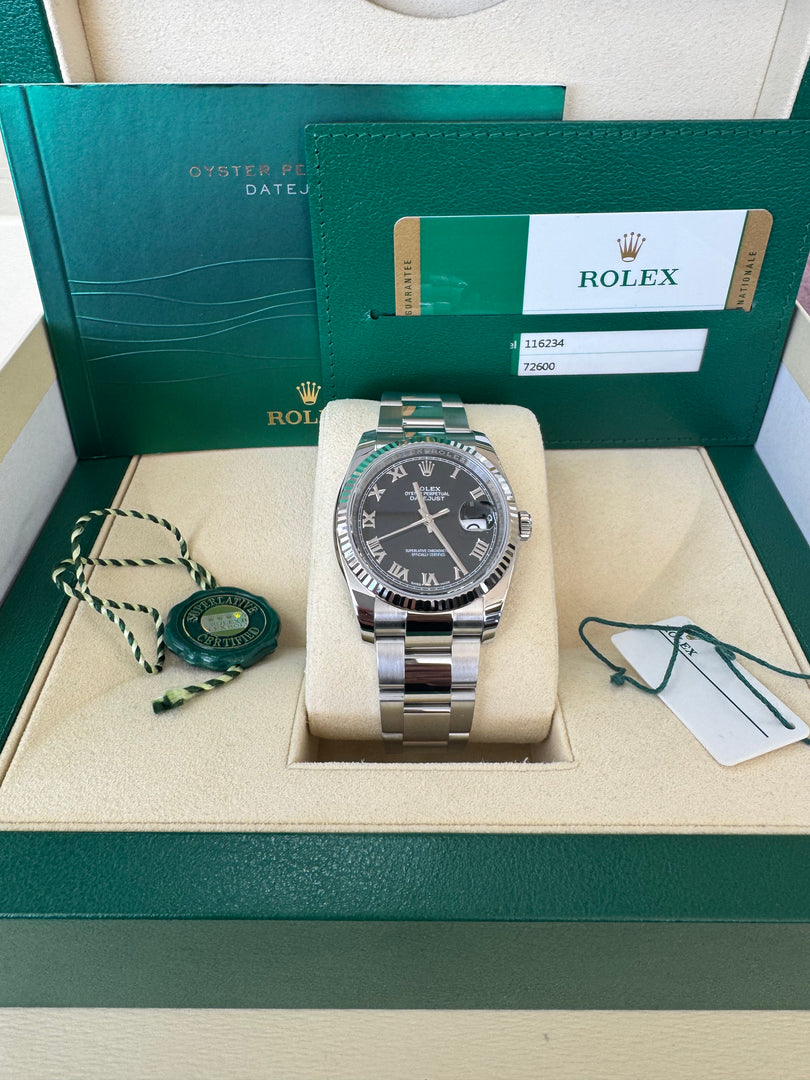 Rolex Datejust 36mm 116234 2020 Black Roman Dial Oyster