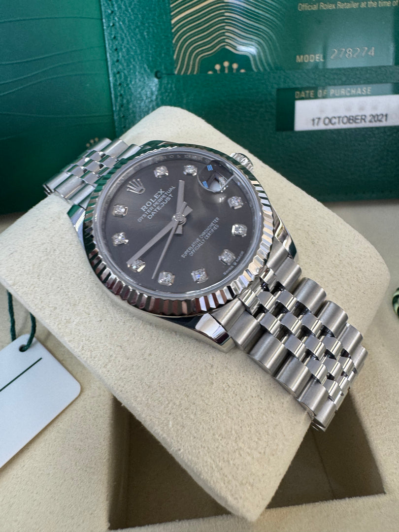 Rolex Datejust 31mm 278274 2021 Rhodium Diamond Dial Jubilee