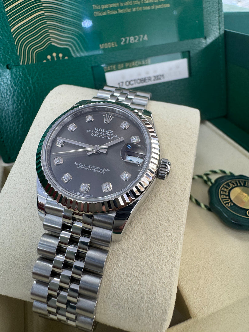 Rolex Datejust 31mm 278274 2021 Rhodium Diamond Dial Jubilee