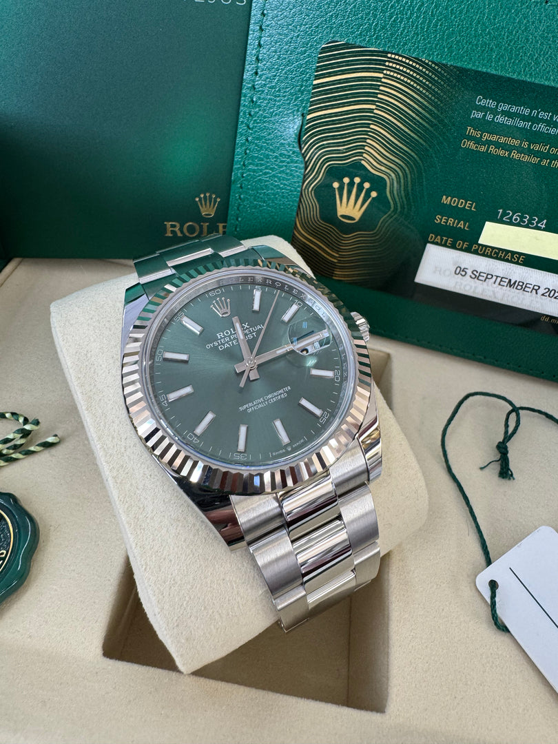 Rolex Datejust 41mm 126334 2026 Mint Green Dial Oyster
