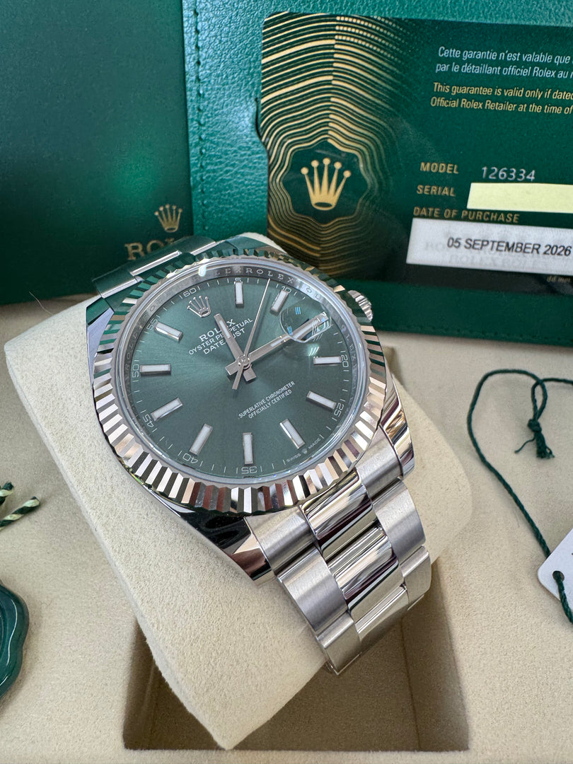 Rolex Datejust 41mm 126334 2026 Mint Green Dial Oyster
