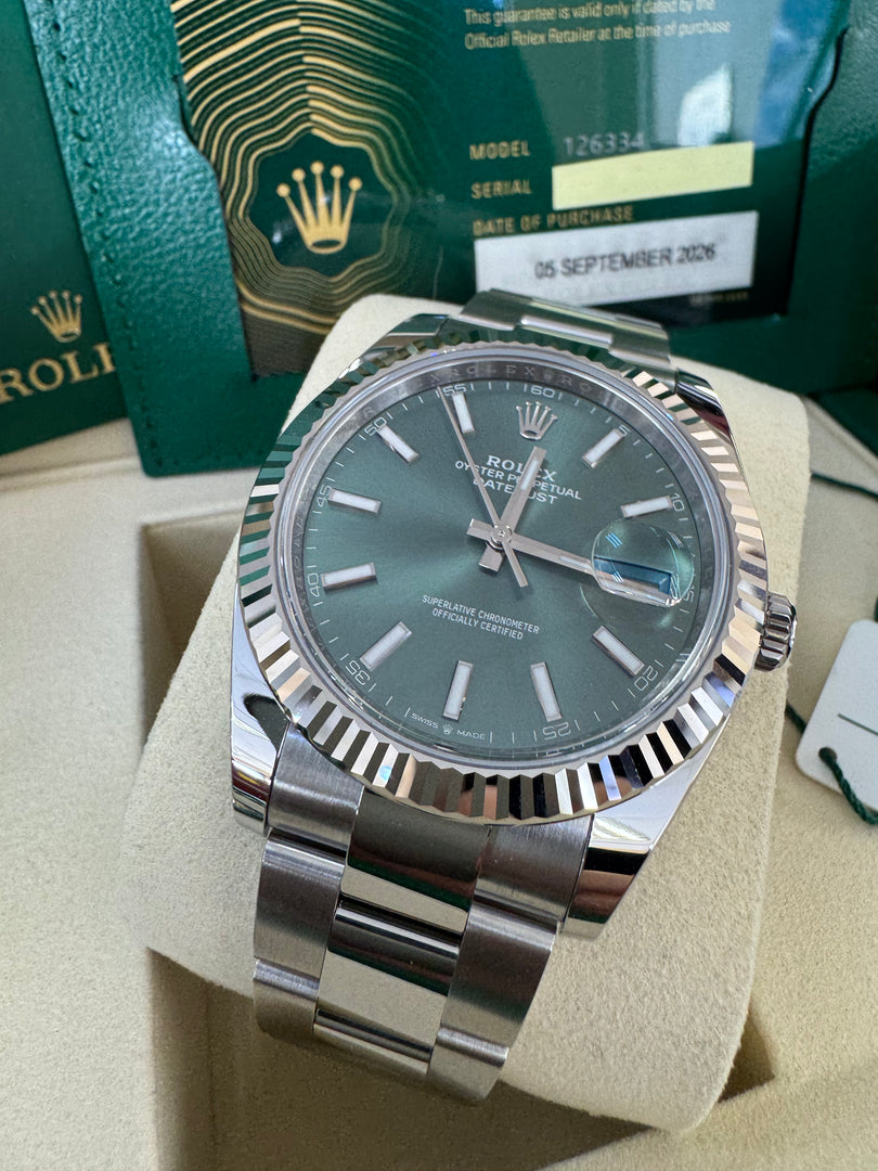 Rolex Datejust 41mm 126334 2026 Mint Green Dial Oyster