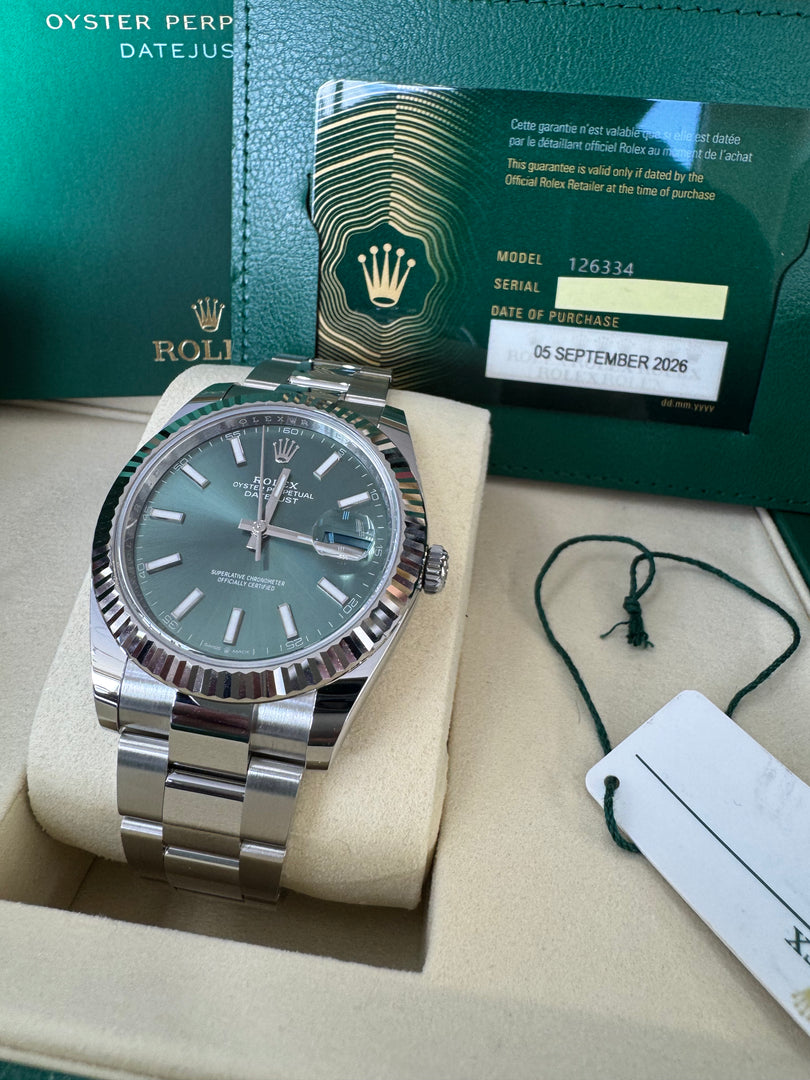 Rolex Datejust 41mm 126334 2026 Mint Green Dial Oyster