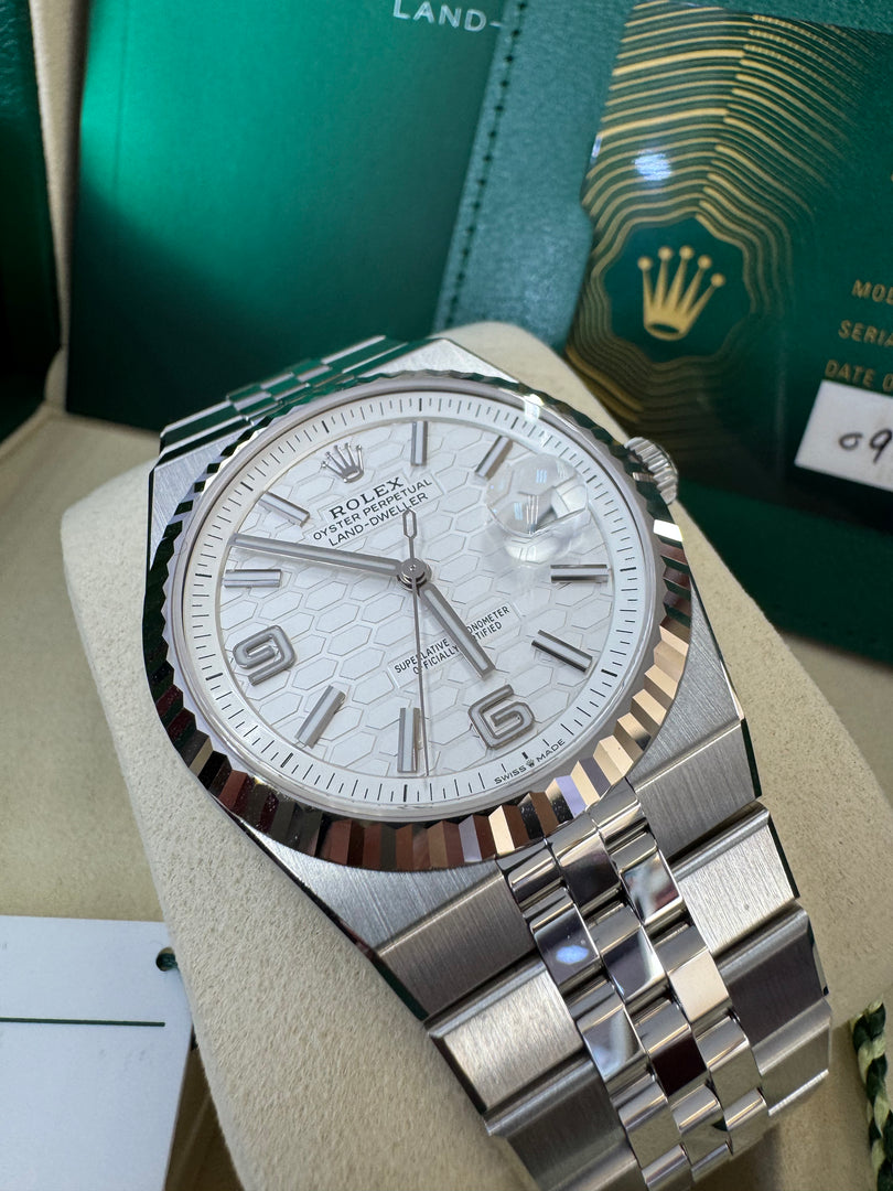 Rolex Land-Dweller 40mm 127334 2026 Silver Honeycomb Dial