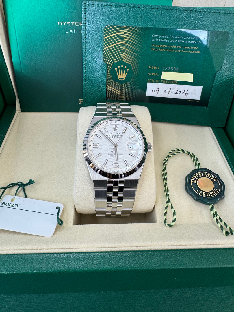 Rolex Land-Dweller 40mm 127334 2026 Silver Honeycomb Dial