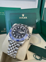 Load image into Gallery viewer, Rolex GMT-Master II "BatGirl" 2026 126710BLNR Jubilee WoodCard