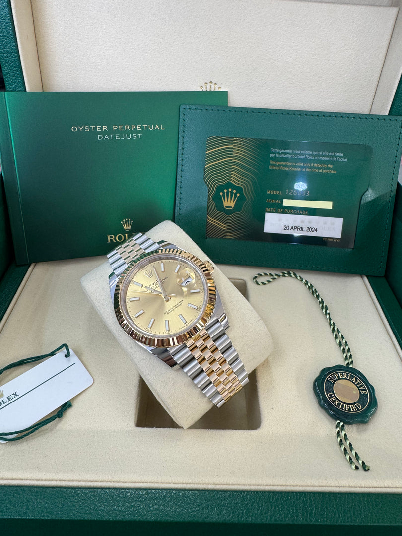 Rolex Datejust 41 Champagne Index Dial 126333 2024 Jubilee