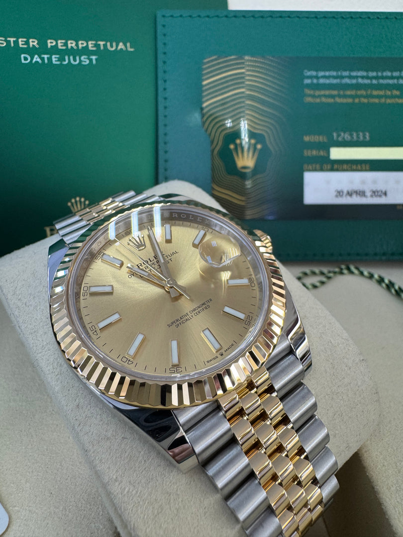 Rolex Datejust 41 Champagne Index Dial 126333 2024 Jubilee