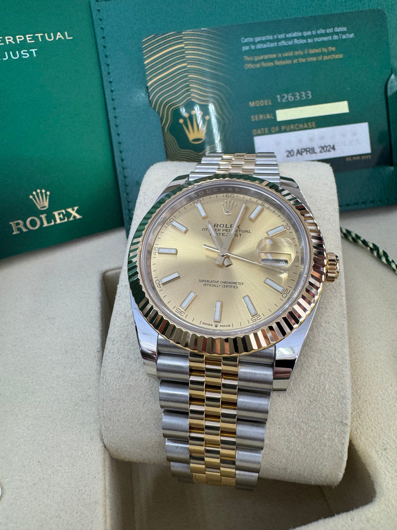 Rolex Datejust 41 Champagne Index Dial 126333 2024 Jubilee