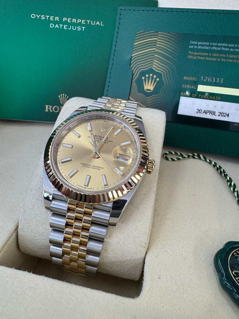 Rolex Datejust 41 Champagne Index Dial 126333 2024 Jubilee