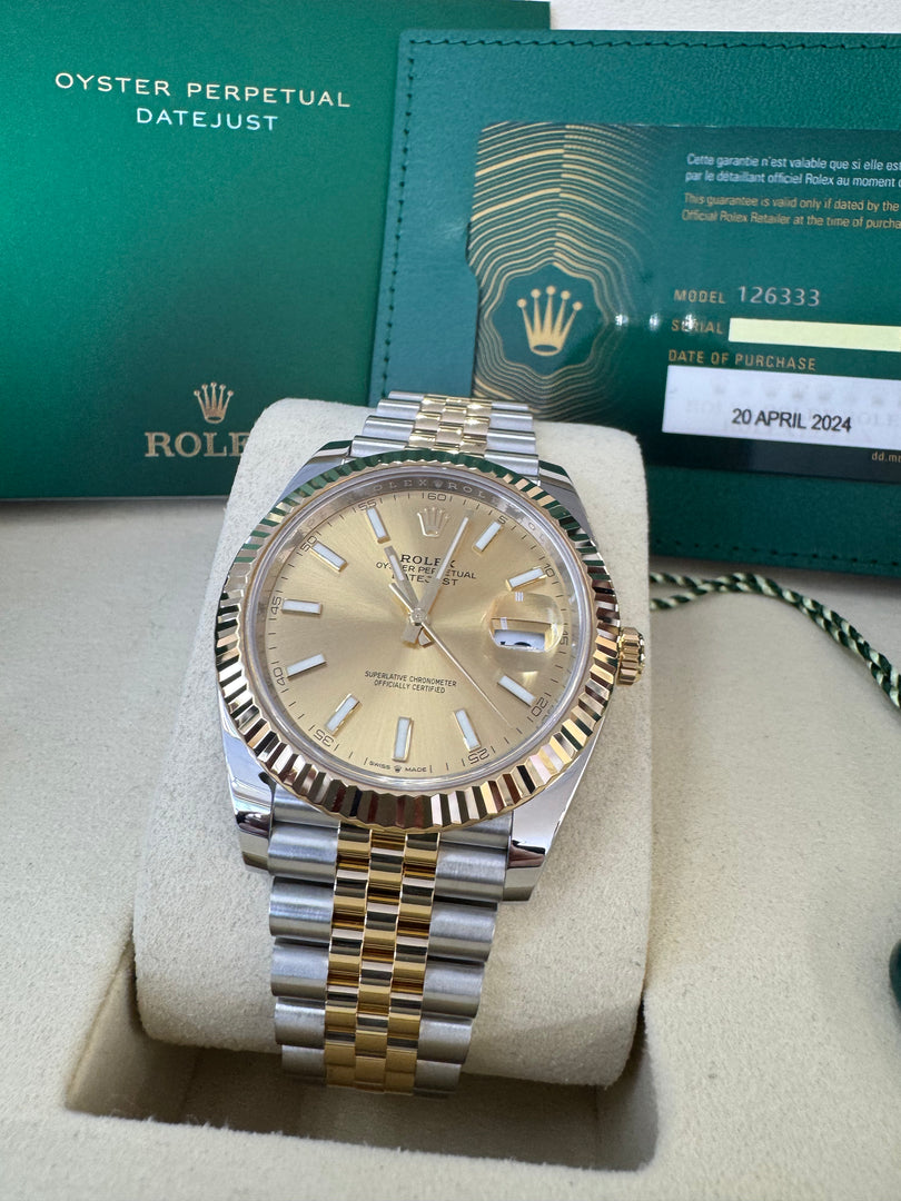 Rolex Datejust 41 Champagne Index Dial 126333 2024 Jubilee