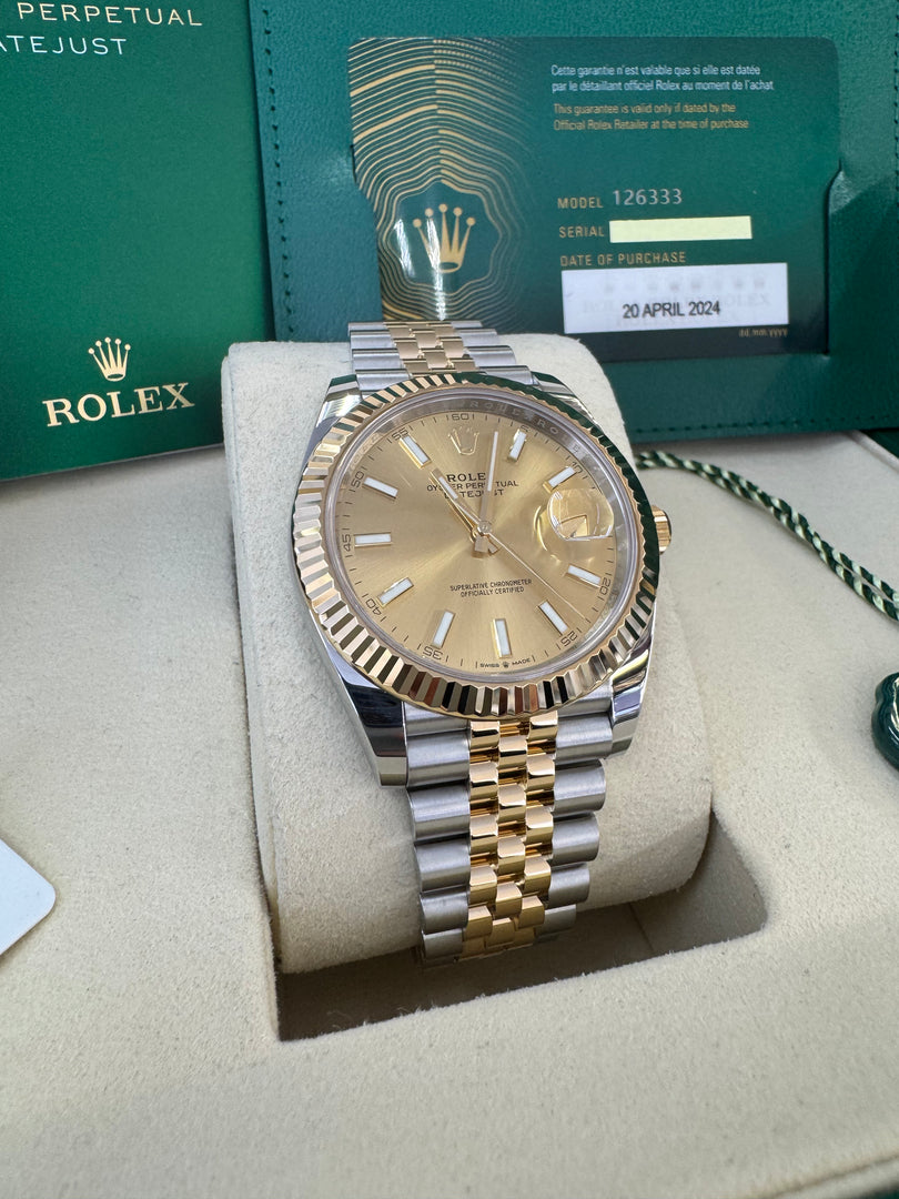 Rolex Datejust 41 Champagne Index Dial 126333 2024 Jubilee
