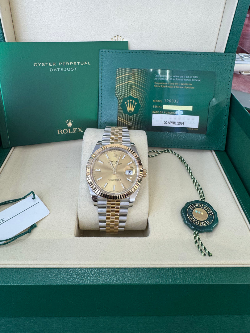 Rolex Datejust 41 Champagne Index Dial 126333 2024 Jubilee