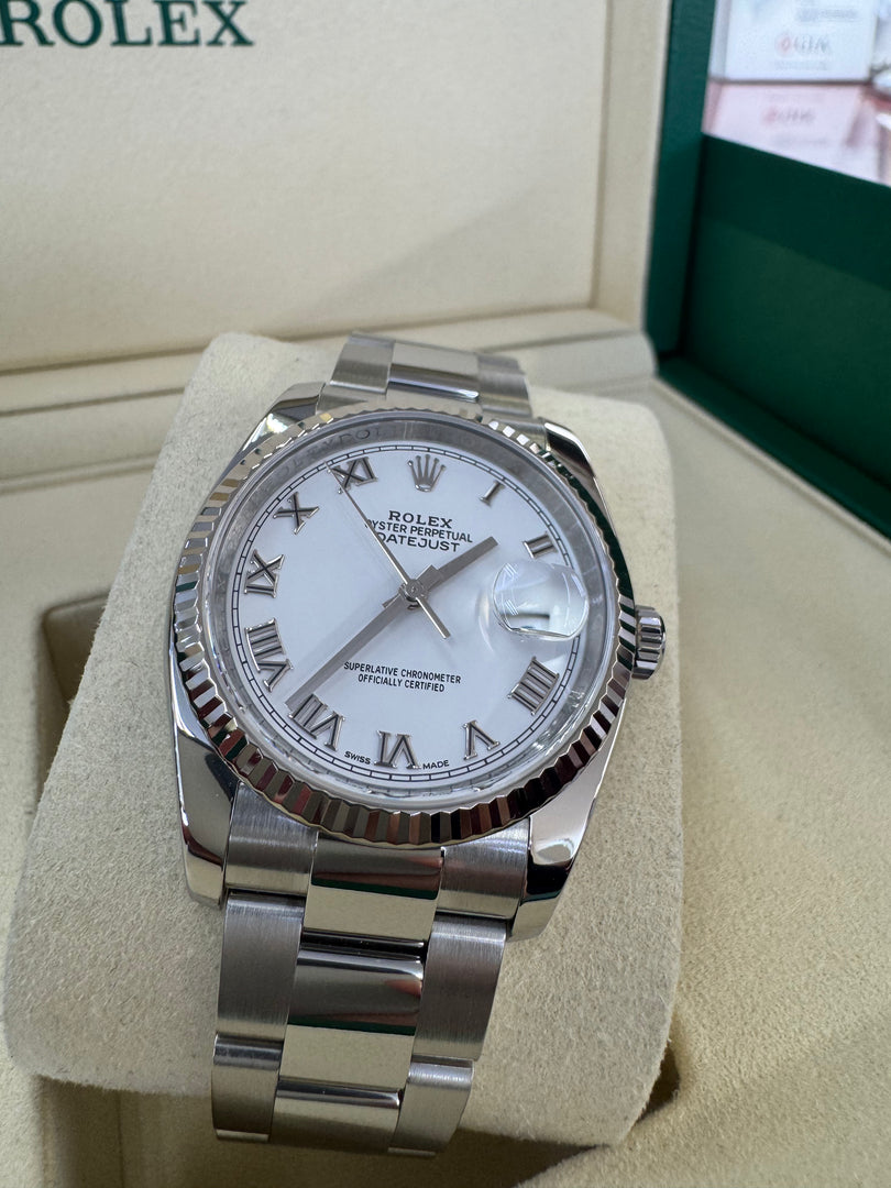 Rolex Datejust 36mm 116234 2020 White Roman Dial Oyster