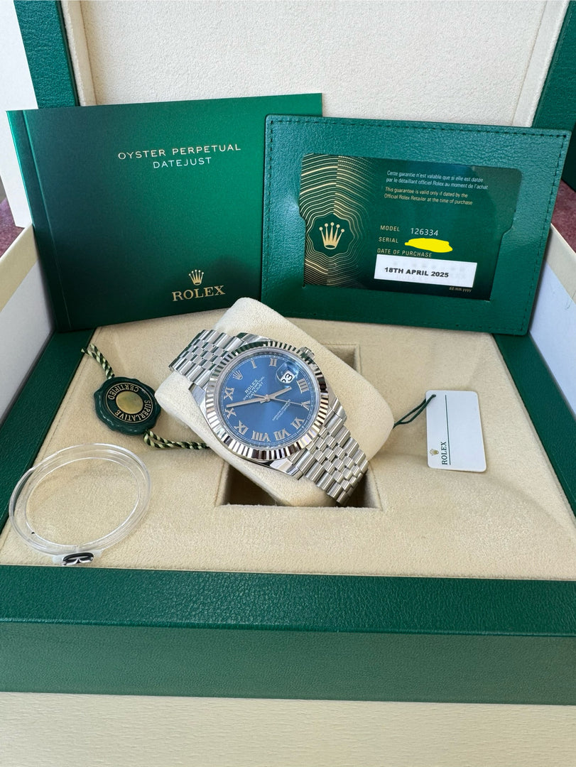 Rolex Datejust 41mm 126334 2025 Blue Azzoro Dial Jubilee