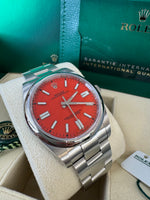 Load image into Gallery viewer, Rolex Oyster Perpetual 41mm 2021  Coral Red Dial 124300

