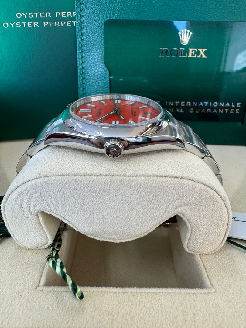 Rolex Oyster Perpetual 41mm 2021  Coral Red Dial 124300