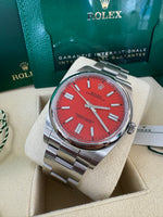 Load image into Gallery viewer, Rolex Oyster Perpetual 41mm 2021  Coral Red Dial 124300
