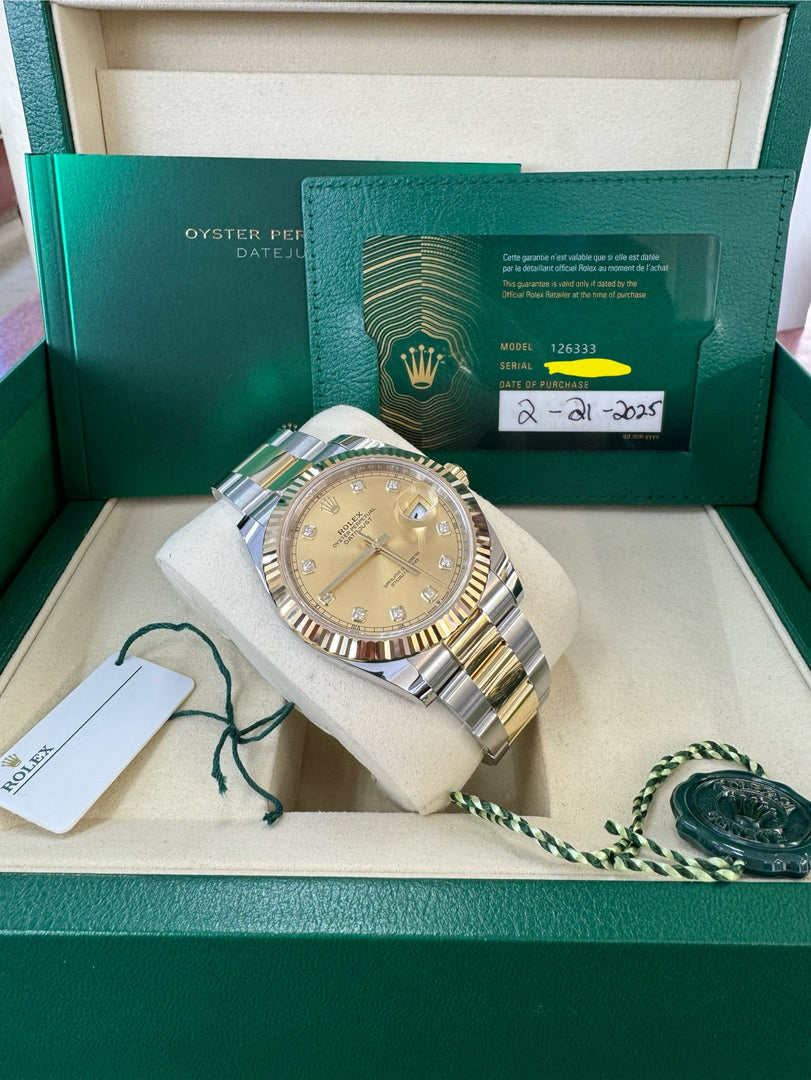 Rolex Datejust 41 Champagane Diamond Dial 126333 2025 Oyster