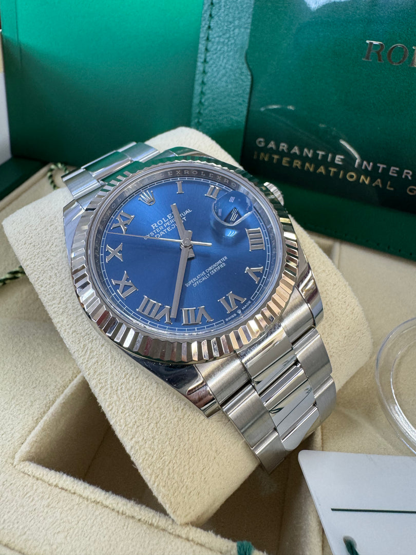 Rolex Datejust 41mm 126334 2022 Blue Azzoro Dial Oyster
