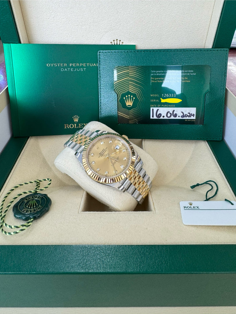 Rolex Datejust 41 Champagne Diamond Dial 126333 2024 Jubilee
